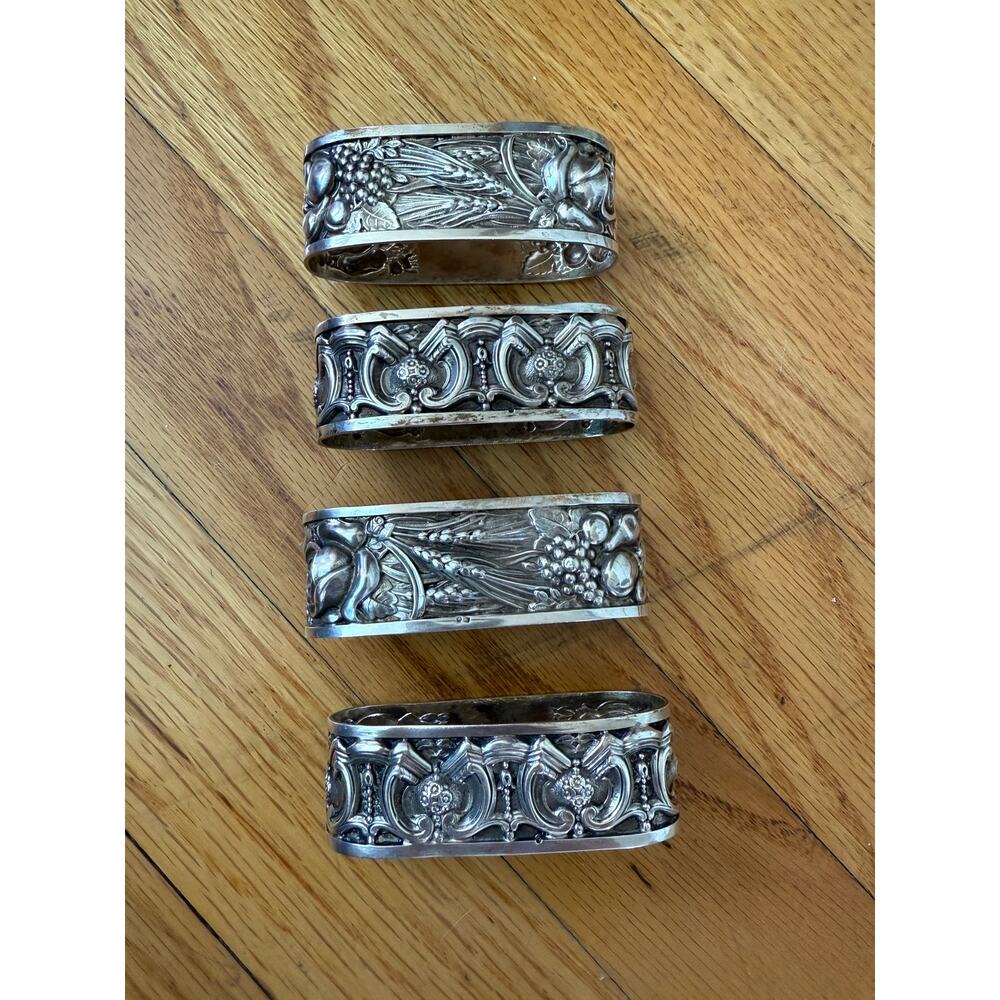 Topazio Silver Plated Napkin Rings Set of 4 Vintage